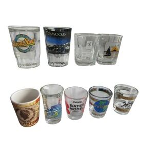 Vintage Souvenir Shot Glass Lot of 9 Foxwoods Maui Caesars Bates Motel Universal